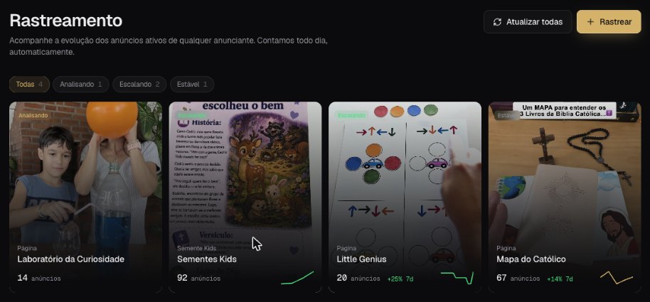 Rastreamento de anunciantes com status escalando e variação em 7 dias
